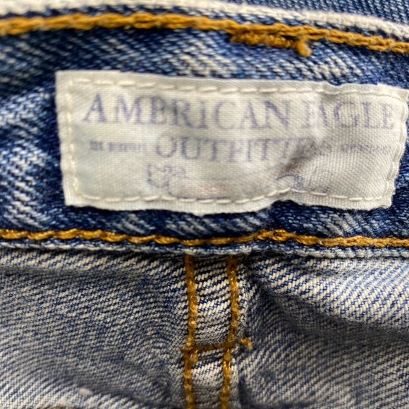 Vintage American Eagle Blue Denim Flare Hipster Y2K 5 Pocket Jeans 12 Long - Picture 9 of 9